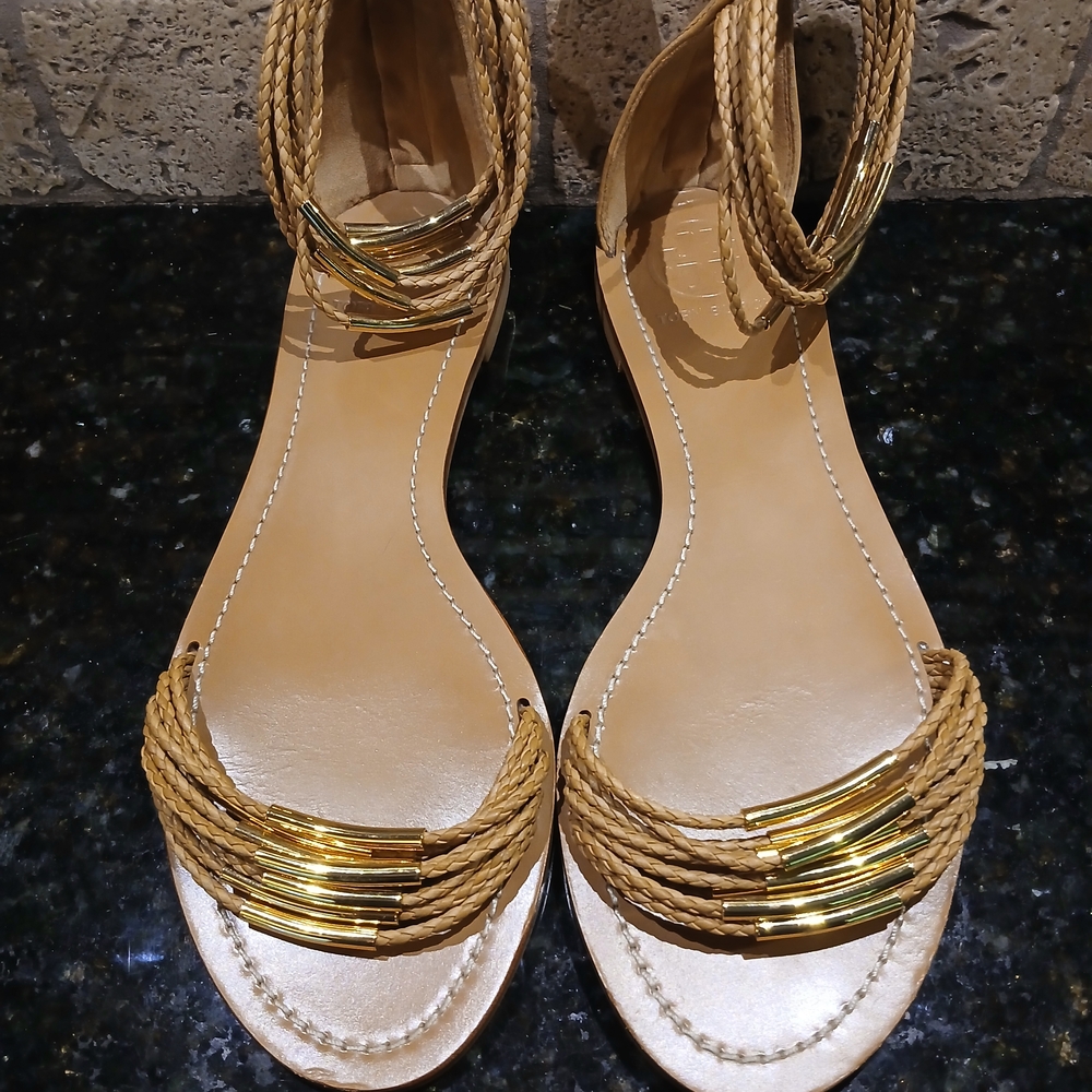 Elegant Tan and Gold Women's Sandals